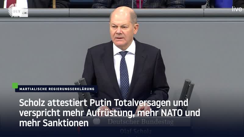 Scholz attestiert Putin Totalversagen und verspricht mehr Aufrüstung, mehr NATO und mehr