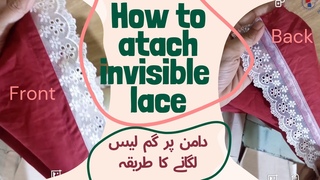How to atach invisible lace on shirt bottom | professional style | gum lace  lgany ka tareeqa