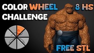 The Thing - FanArt - FREE STL | 8hs Speedsculpting | Color Wheel Challenge | How to Sculpt Rocks
