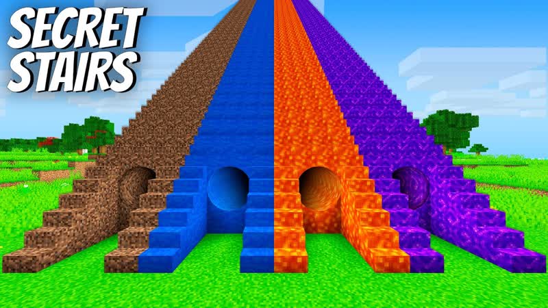 Where do lead SECRET STAIRS in Minecraft WATER STAIRS PIT vs LAVA STAIRS PIT vs PORTAL