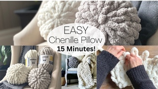 How to Hand Knit a Chenille Round Ball Pillow in 15 min!