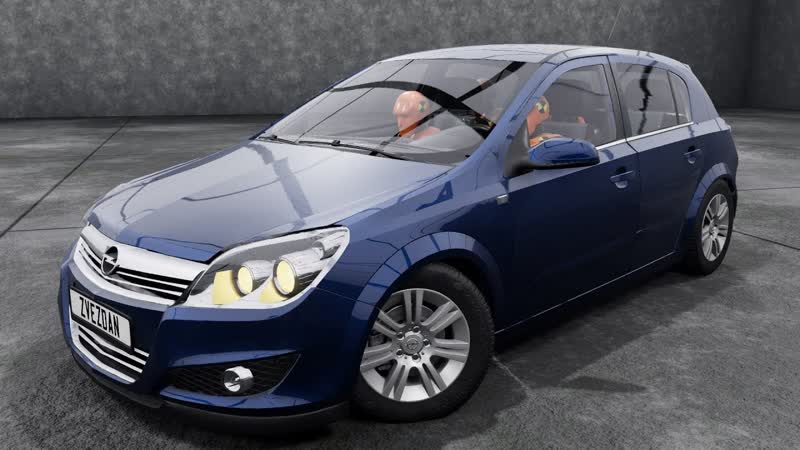 Необчыный краш тест Opel Astra H с манекенами