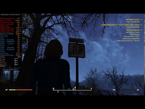 4 K Fallout 76 Wastelanders Radeon VII 9900k Ultra Preset Gameplay