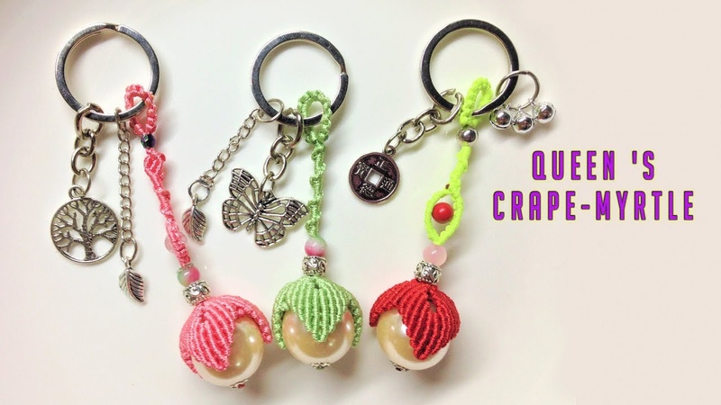 Macrame keychain tutorial: the Queen s Crape myrtle Làm móc khóa hình trái bằng