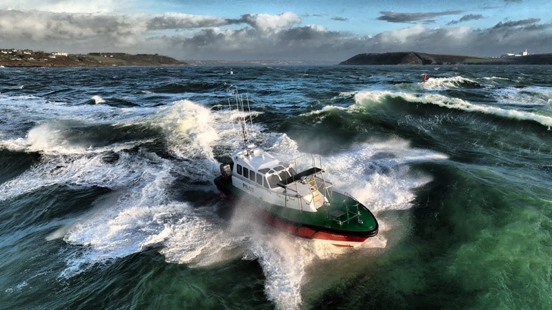Pilot boat, Ederra 7 off Roches Point, Cork, Ireland in a
