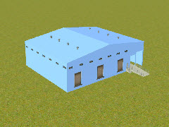 Modern Prefab Warehouse Small Size with Loading Dock Blue