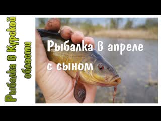 Красный карась, линь, ловля на удочку в конце апреля. Рыбалка с сыном