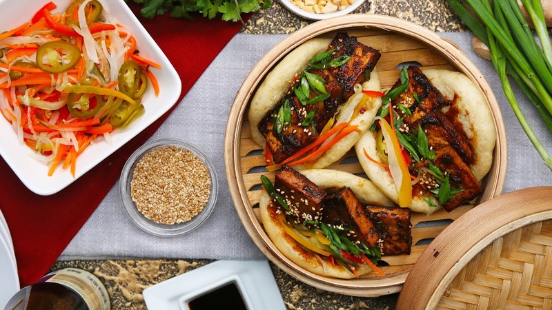 How to Make a Glazed Tofu Steamed Bun with Pickled Vegetables Recipe