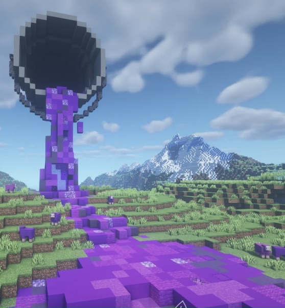 Фиолетовое ведро для краски с нижним порталом внутри