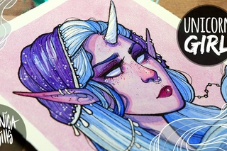 Unicorn Girl ♦ Metallic Watercolor Painting ♦ Art Chat
