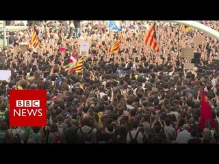 Catalonia referendum: Thousands protest Spanish police violence - BBC News